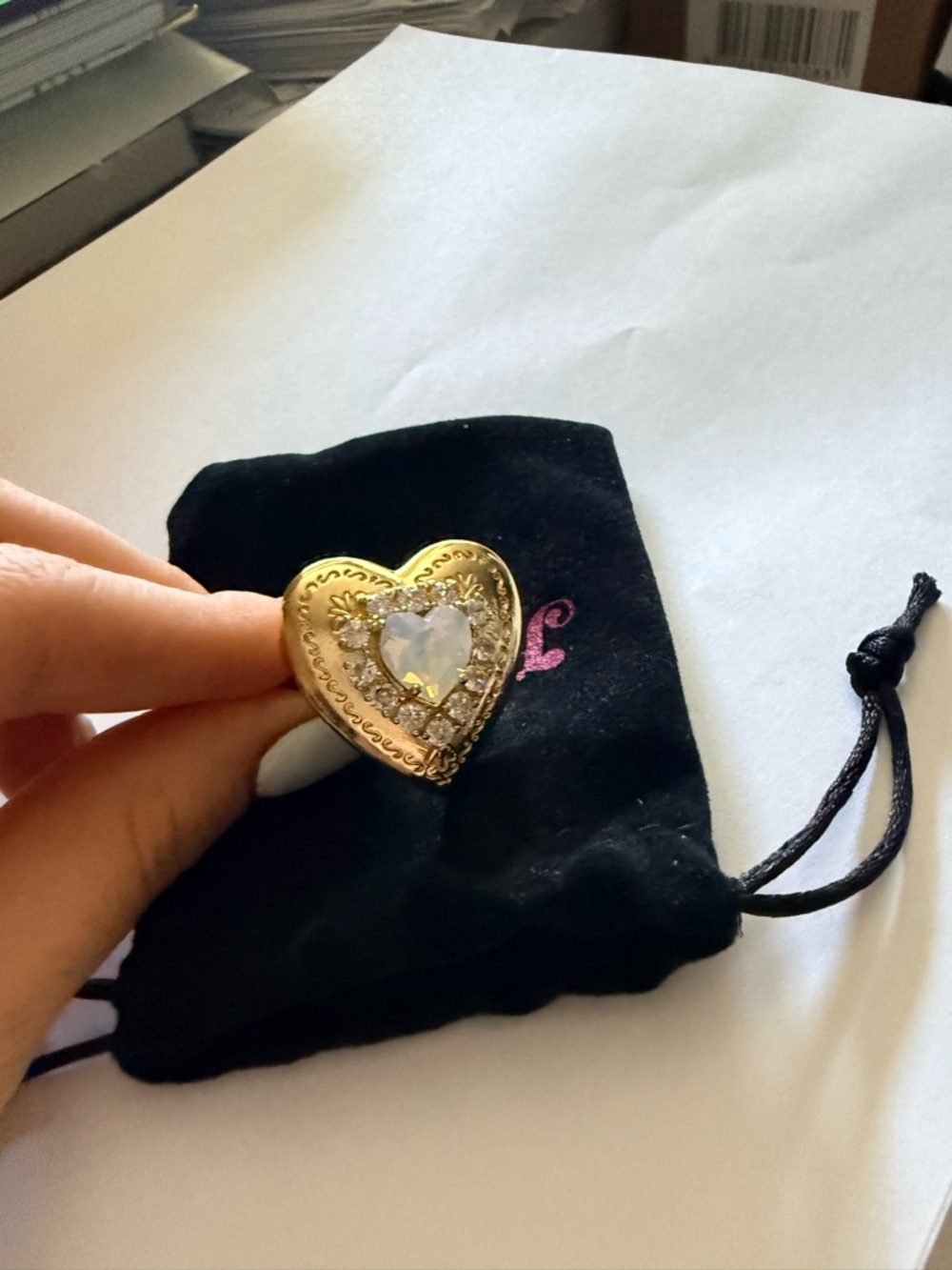 White Opal Polly Locket Ring